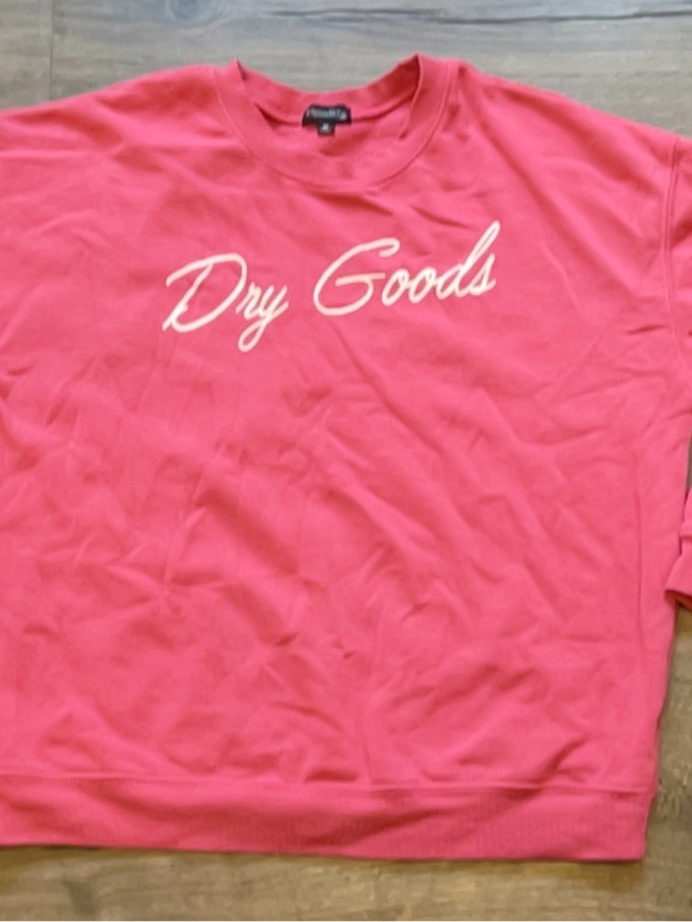 Dry Goods Pink Crewneck Sweatshirt with Script Logo